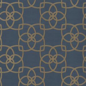 Luxusní modrá vliesová tapeta, zlaté ornamenty DD3711, Dazzling Dimensions 2, York