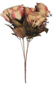 Růže kytice "7" růžová & oranžová 42cm umělá