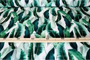 Vzorovaná látka panama stretch palmové listí MIGD949-3, šířka 150 cm