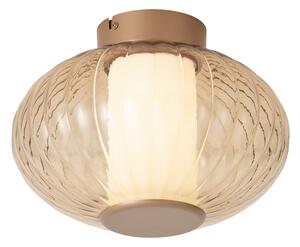 Designové stropní svítidlo mosazné 28cm s jantarovým sklem vč. LED 3-stupňově stmívatelné - Margherite