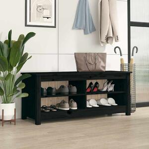 VidaXL Lavice s botníkem 110 x 38 x 45,5 cm masivní borovice [869910] Barva: Černá