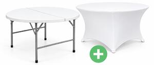 Set: kulatý skládací stůl Ø 122 cm s potahem