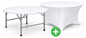 Set: kulatý skládací stůl Ø 154 cm s potahem