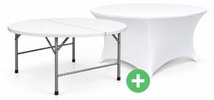 Set: kulatý skládací stůl Ø 183 cm s potahem