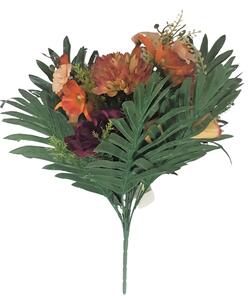 Kytice Chryzantéma & Růže & Orchidea 40cm oranžová umělá