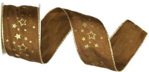 Vánoční stuha saténová NOBLESSE BROWN čokoládově hnědá 40mm x 2m(16,-Kč/m)