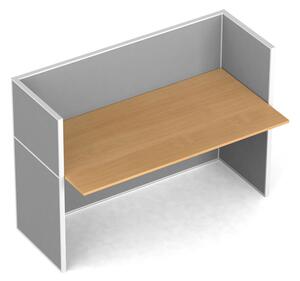 Kancelářský psací stůl PRIMO s paravany, nástěnka, 1 místo, šedá/buk