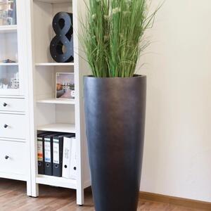 Vivanno designový květináč METRO, sklolaminát, výška 100 cm, stříbrno-antracit mat