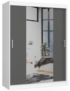 Ak furniture Šatní skříň posuvná 150 cm CLP se zrcadlem bílá/grafitová