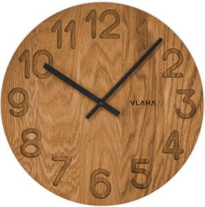 VLAHA Dřevěné hodiny OAK vyrobené v Čechách s černými ručkami ⌀34cm
