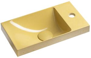 Sapho Sapho, AGOS betonové umyvadlo 40x22cm, levé/pravé, žlutá lesk, AS40022