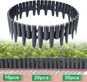 XMTECH 10 kusů lemování trávníku lemování trávníku sekací hrana z plastu 2,8 m palisády v dřevěné optice lemování záhonu zahradní plot, antracitová barva