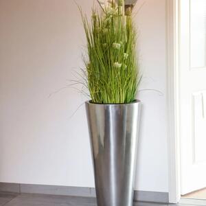 Vivanno luxusní květináč RONDO CLASSICO, sklolaminát, výška 80 cm, stříbrná metalíza