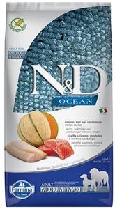 FARMINA N&D Ocean Dog Salmon, Cod, Cantaloupe, Melon Adult Medium&Maxi - suché krmivo pro psy - 12 kg