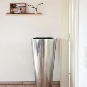 Vivanno luxusní květináč RONDO CLASSICO, sklolaminát, výška 100 cm, stříbrná metalíza