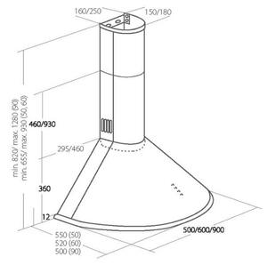 Komínový odsavač par Akpo WK-4 Dandys GOLD 50 cm 450 m3/h, Bílá