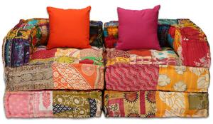 Modulová sedací souprava 9 kusů textilní čalounění patchwork