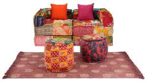Modulová sedací souprava 9 kusů textilní čalounění patchwork