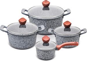 PROMIS Sada hrnců GRANITE, rendlík 16 cm, hrnce 20,24,28 hnědé rukojeti