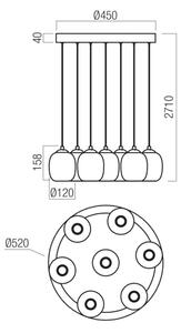 Redo 01-3489 - LED Stmívatelný lustr na lanku KHADI 7xLED/5W/230V černá/kouřová