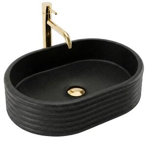 Umyvadlo na desku z kompozitního kamene REA NICOLETTA BLACK 50x36 cm, černá