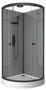 Sprchový kout Marwell kompletní sprchový kout Grey Style Round 215x90x90cm - prefabrikovaný sprchový kout s 5mm tvrzeným sklem - s poličkou na sprchové potřeby