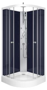 Kompletní sprcha MARWELL Kompletní sprcha Night Blue 85 x 85 x 225 cm - Kulatá sprcha s čelním vstupem - Sprchový kout s vysoce kvalitními hliníkovými profily - Výška vstupu 15 cm
