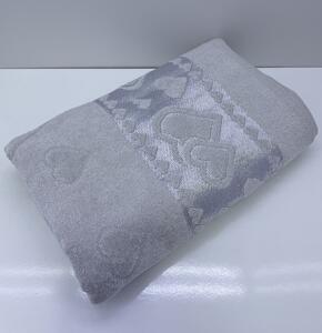 Žakárový froté ručník světle šedá srdíčko 50x90cm TiaHome