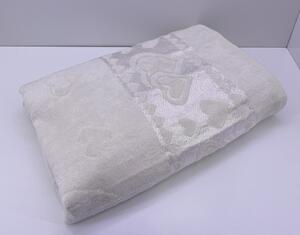 Žakárový froté ručník máslově bílá 50x90cm srdíčko TiaHome