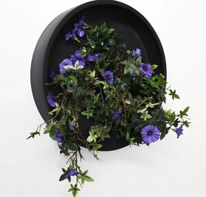 Nástěnný květináč MURA, sklolaminát, Ø 50 cm, černá