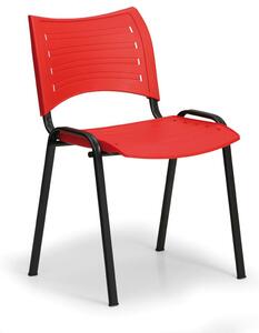 Konfereční židle plastová Smart červená,černý kov, židle konferenční