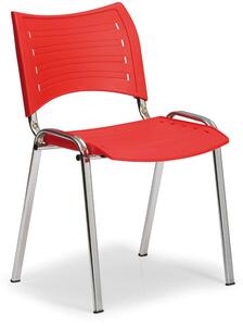 Konfereční židle plastová Smart červená,chromovaný kov, židle konferenční