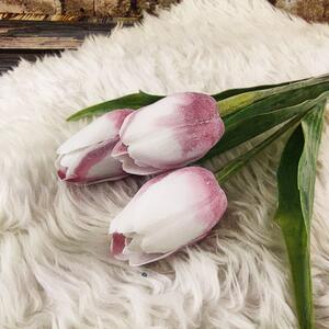Umělý tulipán fialovo- bílý- 43 cm, č. 35