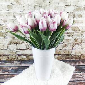 Umělý tulipán fialovo- bílý- 43 cm, č. 35