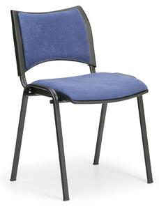 Konfereční židle čalouněná Smart modrá, černý kov, židle konferenční
