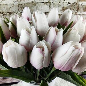 Umělý tulipán světle růžovo- bílý- 43 cm, č. 38
