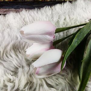 Umělý tulipán světle růžovo- bílý- 43 cm, č. 38
