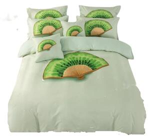 Bavlissimo 3-dílné povlečení kiwi vějíře 3 D zelené 140x200na jednu postel