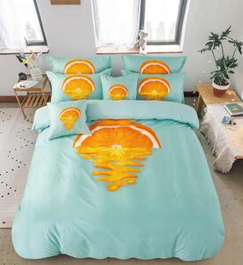 Bavlissimo 3-dílné povlečení pomerančové slunce 3 D tyrkysové 140x200 na jednu postel
