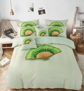Bavlissimo 7-dílné povlečení kiwi vějíře 3 D zelené 140x200 na dvě postele