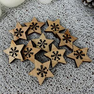 Dřevěné dekorační hvězdy s průřezy- 10ks, průměr 5 cm