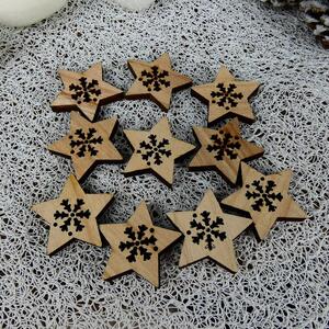 Dřevěné dekorační hvězdy s průřezy- 10ks, průměr 5 cm