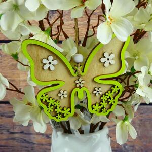 Závěsný dřevěný motýl- zelený, sada 2 ks