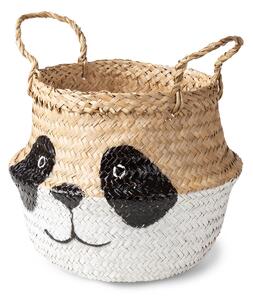 Compactor dětský koš na hračky BELLY S - Panda, pletený z mořské trávy, 25 x 24 cm