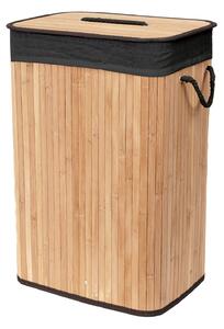 Compactor skládací koš na prádlo BAMBOO, 90 L, obdélník, 45 x 35 x 60cm, bambus, černý