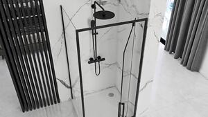 Rea Rapid Swing, rohový sprchový kout 80 (dveře) x 80 (stěna) x 195 cm, 6mm čiré sklo, černý profil, KPL-009922
