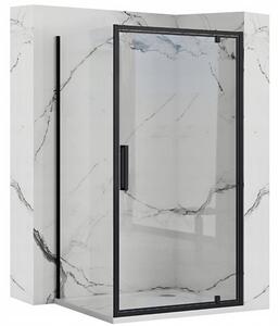 Rea Rapid Swing, rohový sprchový kout 80 (dveře) x 80 (stěna) x 195 cm, 6mm čiré sklo, černý profil, KPL-009922