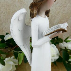 Bílý anděl s knihou- 25 cm