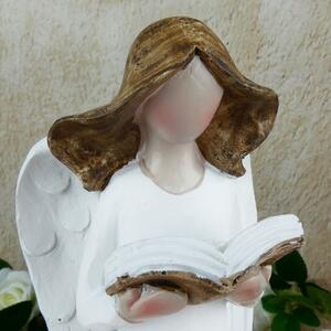 Bílý anděl s knihou- 25 cm