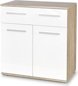 Komoda Lima KM-1 77x82x40 cm komoda do obývacího pokoje dub sonoma/bílá
